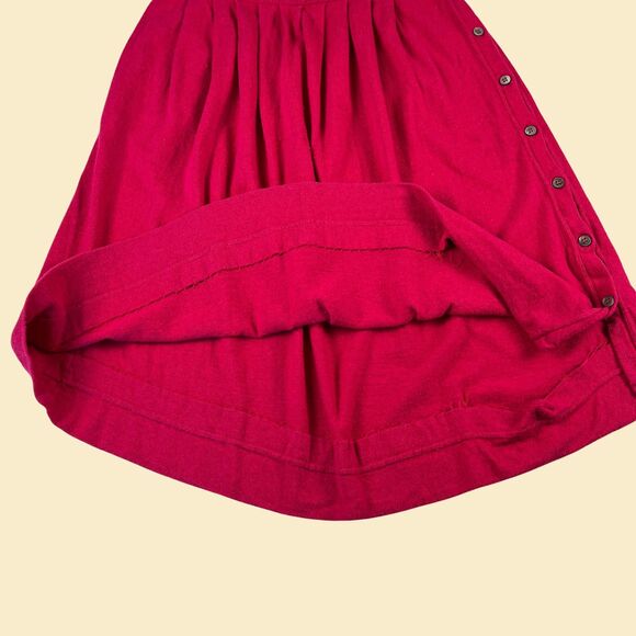 1980s M pink knit skirt by Liz Claiborne, vintage 1980s button down midi skirt - Picture 2 of 9